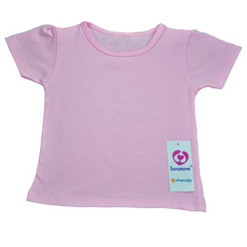 Bán Áo cộc tay bé gái Lovemom màu hồng (trơn)