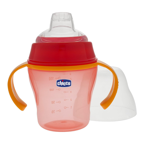 Bán Bình uống nước cam đỏ núm silicon 6m+ Chicco