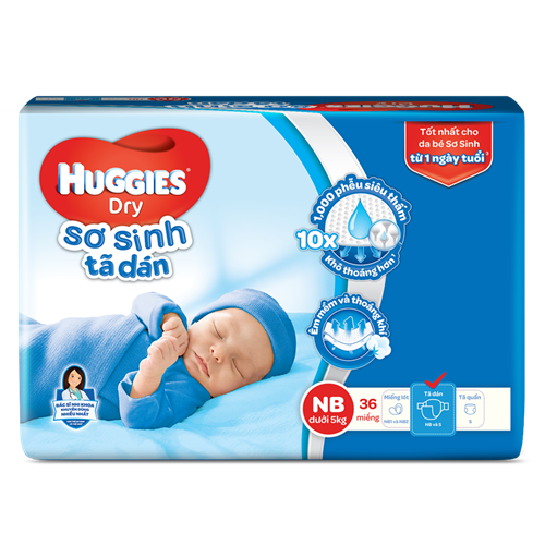 Bán Tã dán sơ sinh Huggies Dry NB36 (<5kg)