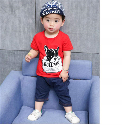 Bán Bộ cộc tay trẻ em in hình chó Bullton (1-5T)