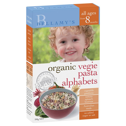 Bán Nui từ rau quả hữu cơ Bellamy's: organic vegie pasta alphabets