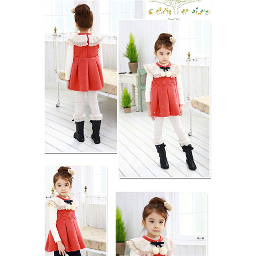 Bán Váy dạ cam cổ trắng