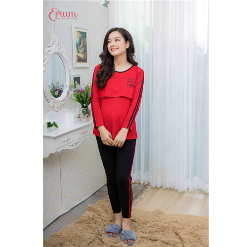 Bán Bộ bầu cho bé ti tay dài in happy đỏ Emum