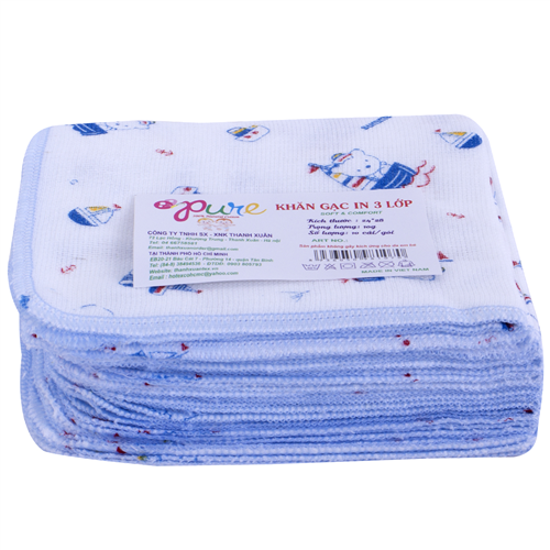 Bán Khăn sữa Pure Thanh Xuân in 3 lớp (24x28cm)