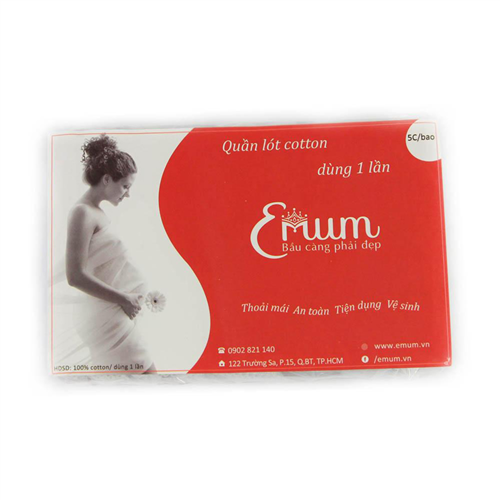 Bán Quần lót cotton dùng 1 lần Emum (5c/gói, trắng)