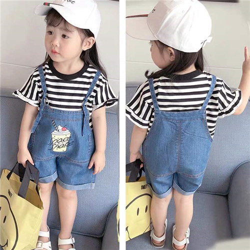 Bán Bộ quần yếm áo phông bé gái (1-5T)