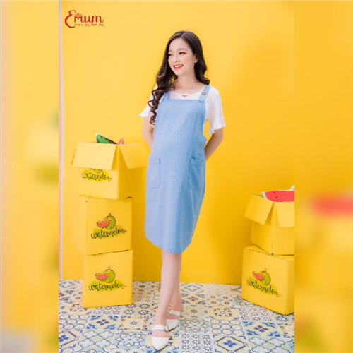 Bán Đầm bầu combo 1 yếm và áo xanh Emum