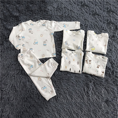 Bán Bộ nỉ cài vai in hình cho bé S1-S3 (Trắng)