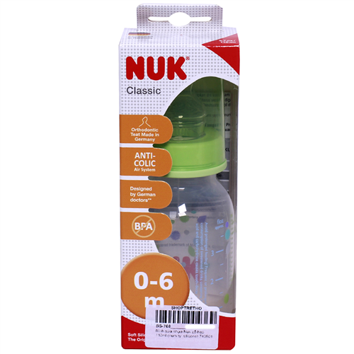 Bán Bình sữa Nuk cổ hẹp 110ml (nhựa, núm ty silicone)