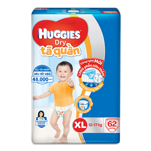 Bán Tã - bỉm quần Huggies Dry XL62 (12-17kg)