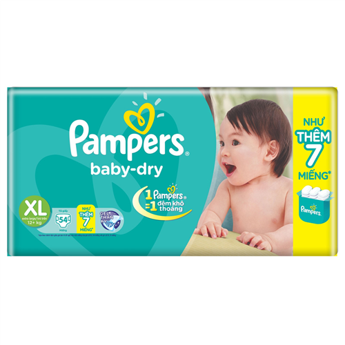 Bán Tã - bỉm dán Pampers XL54 (trên 12kg)