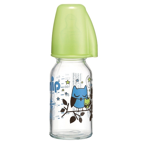 Bán Bình sữa thủy tinh 125ml NIP-35069 bé trai (0-6M, cổ hẹp, silicone)