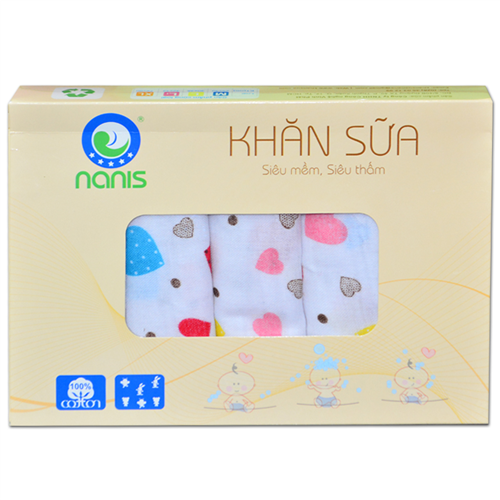 Bán Khăn sữa cao cấp Nanis 2L in hình 32x32 (hộp)