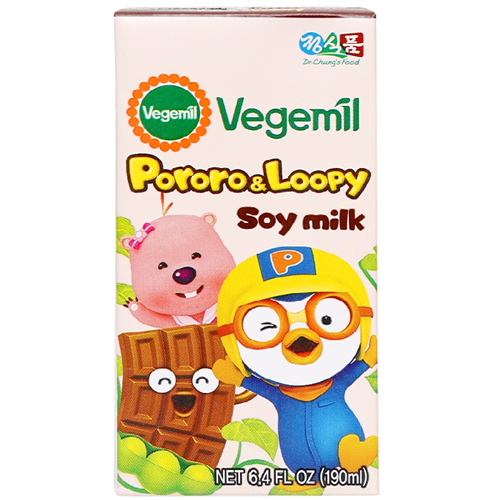 Bán Sữa đậu nành Vegemil Pororo & Loopy hương socola 190ml (hộp)