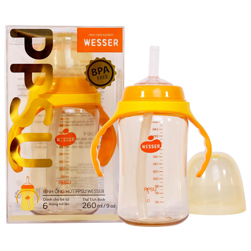 Bán Bình tập uống PPSU Wesser có ống hút (260ml)