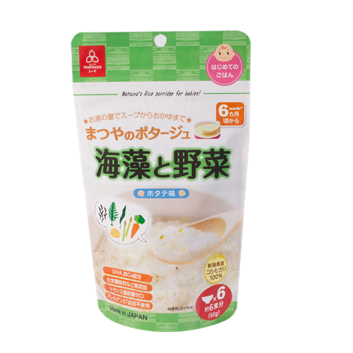 Bán Cháo gạo Koshihikari vị sò điệp với rau và rong biển Matsuya 60g (6M+)