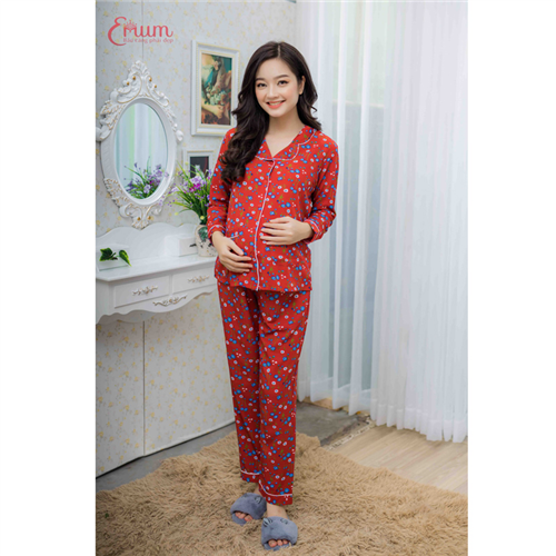 Bán Bộ bầu pyjama tay dài đỏ đô Emum