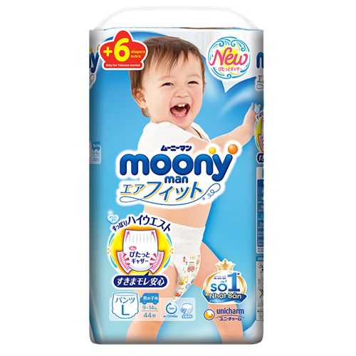 Bán Tã - bỉm quần Moony L44 + 6 miếng (trai)