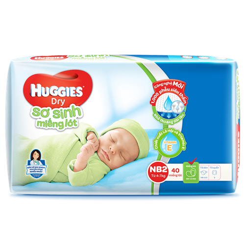 Bán Miếng lót sơ sinh Huggies Newborn 2 (40 miếng)