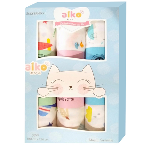 Bán Khăn tắm cao cấp Aiko Muslin 120x120 (bán lẻ)