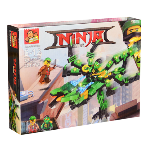 Bán Hộp lắp ráp Ninja movie, Ninja xanh lá 224pcs SX.3021-4