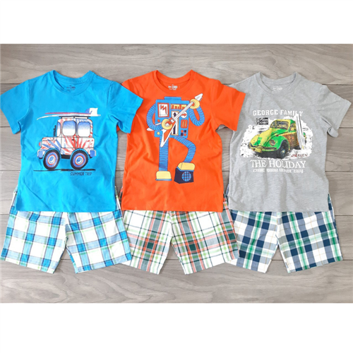 Bán Bộ quần áo cộc tay bé trai sọc kẻ (1-6T)