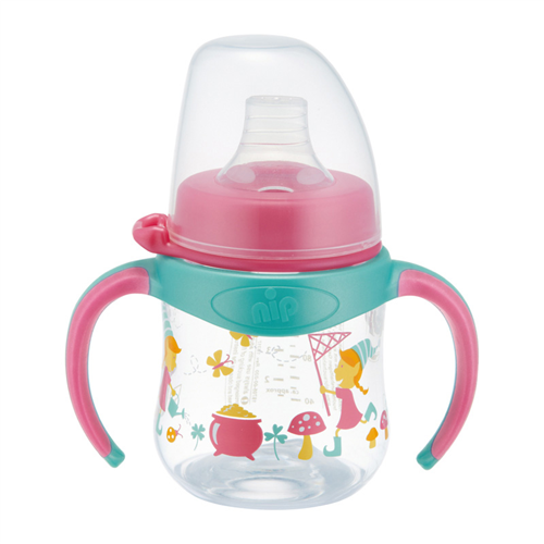 Bán Bình tập uống có tay cầm 150ml NIP-35058 (cổ rộng, bé gái)