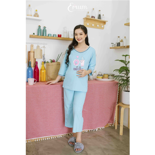 Bán Bộ bầu cổ tim in ly xanh Emum