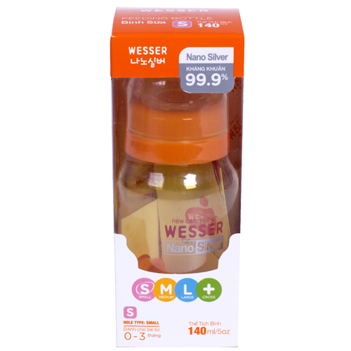 Bán Bình sữa Nano Silver Wesser 140ml (cổ hẹp, kháng khuẩn)