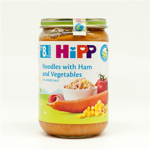 Bán Dinh dưỡng đóng lọ Hipp thịt giăm bông, mì ống, rau củ (220g)