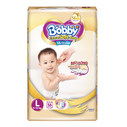 Bán Tã Bỉm quần Bobby Extra Soft Dry L56 (9-13kg)