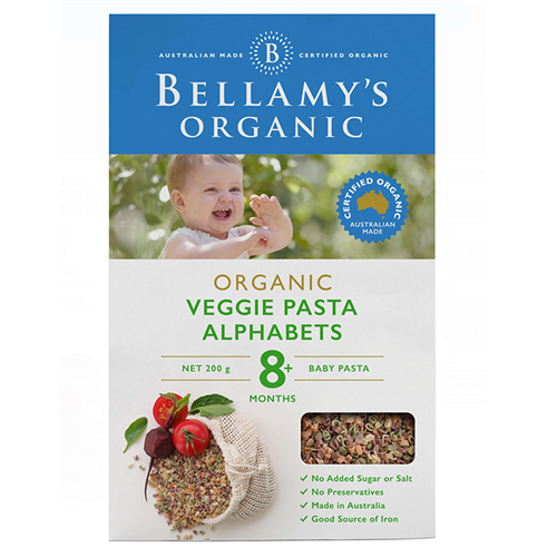Bán Nui hữu cơ hình chữ cái từ lúa mì Bellamy's Organic 200g (8M+)
