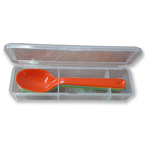 Bán Bộ 4 thìa nhựa màu sắc (kèm hộp)