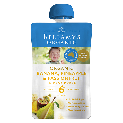 Bán Hỗn hợp ăn dặm lê, chuối, dứa, chanh dây Bellamy's Organic (120g)
