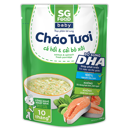 Bán Cháo tươi Baby SG Food - Cá hồi & cải bó xôi 240g (10M+)