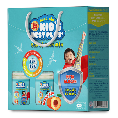 Bán Nước yến Kid's Nest Plus+ hương đào (Lốc 6 lọ)