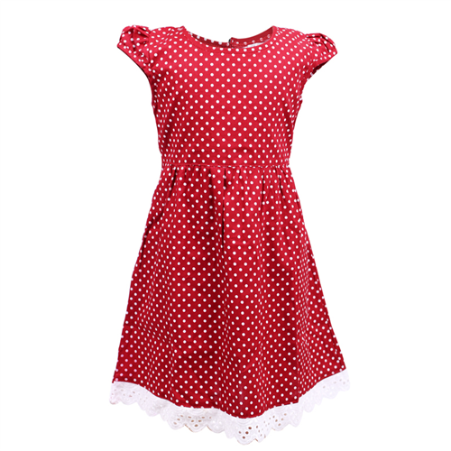 Bán Váy chấm bi đỏ viền ren QAH-1245