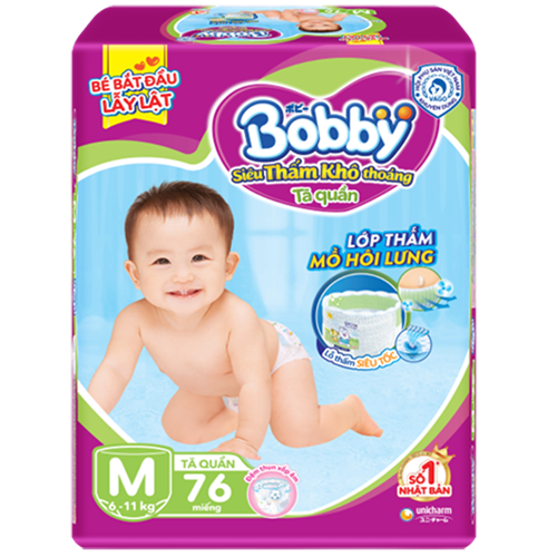 Bán Tã - Bỉm quần Bobby trà xanh M76 (6-11kg)