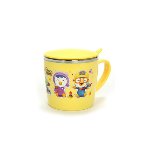 Bán Cốc pororo inox màu vàng có nắp