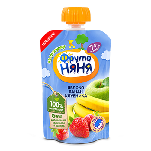 Bán Trái cây nghiền vị táo, chuối và dâu tây Fruto Nyanya (90g)