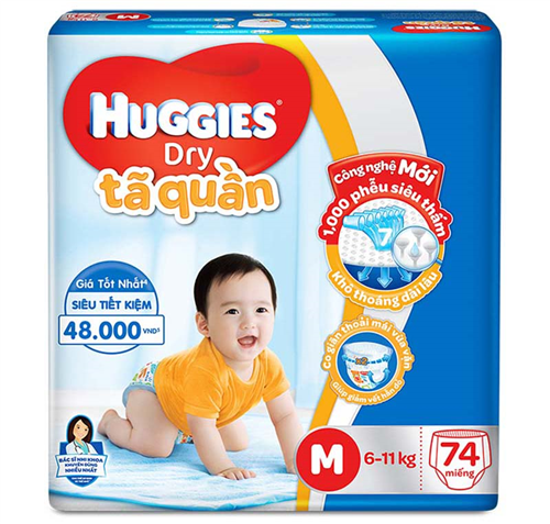 Bán Tã - Bỉm quần Huggies Dry M74 (6-11kg)
