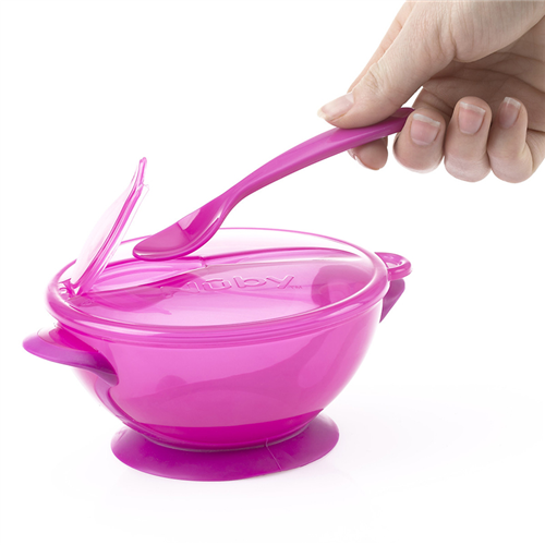 Bán Bộ bát ăn dặm kèm thìa Nuby 5487 (nhiều màu)