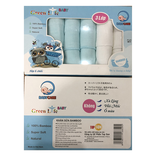 Bán Khăn sữa sợi tre cao cấp Green Life 3 lớp (Hộp 6c)