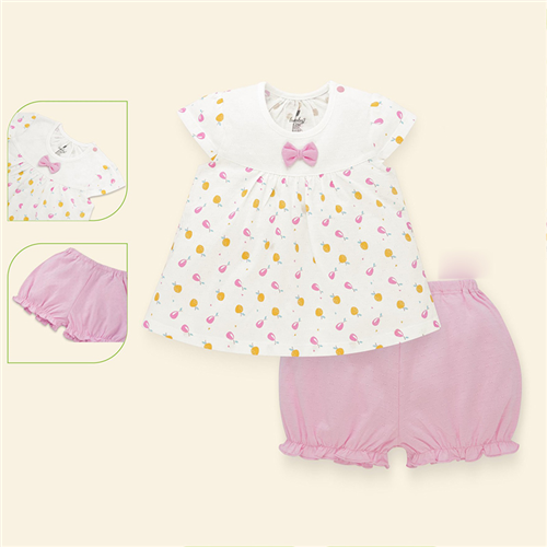 Bán Bộ cộc bé gái chữ A tay hến Lullaby NH01B (trắng in)