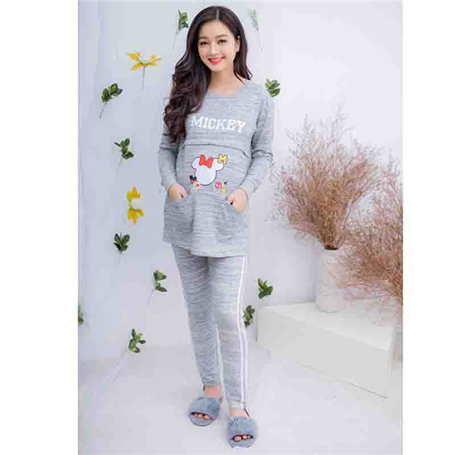 Bán Bộ bầu cho bé bú in hình Mickey Emum (xám lợt)