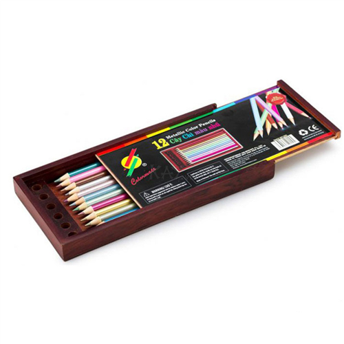 Bán Hộp gỗ 12 cây bút chì màu nhũ Colormate