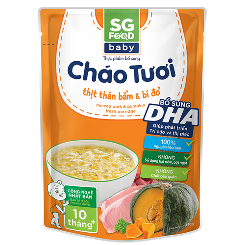 Bán Cháo tươi Baby SG Food - Thịt thăn bằm bí đỏ 240g (10M+)