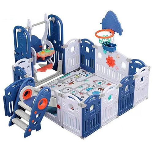 Bán Combo cầu trượt, xích đu, quây cũi, bóng rổ Toyshouse WM19086 (10+2)