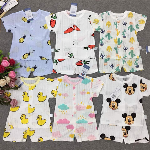 Bán Bộ quần áo cộc tay cotton giấy khuy giữa (1-5T)