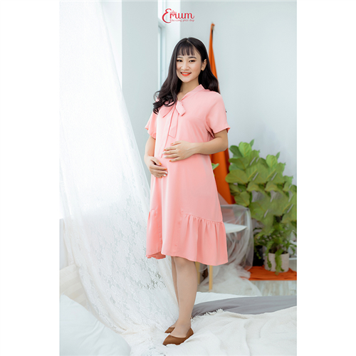 Bán Đầm bầu đuôi cá cổ nơ hồng Emum